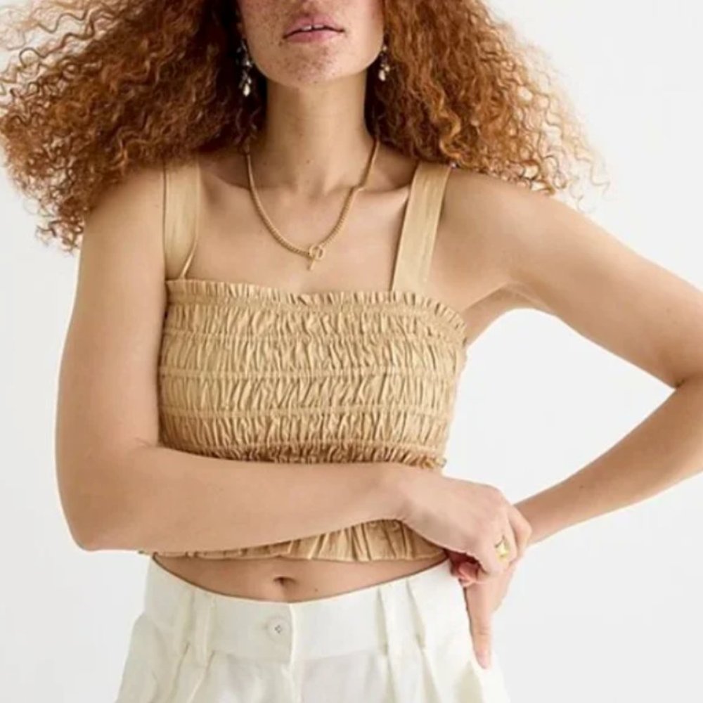 NWT JCrew SMOCKED TANK in Dark Beechwood Color